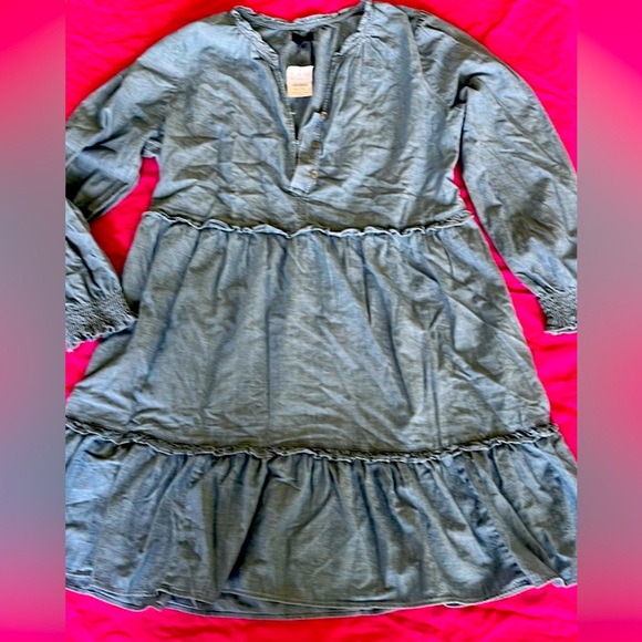 J. Crew Dresses & Skirts - J. Crew Chambray, ruffle skirt, Long-sleeve Dress